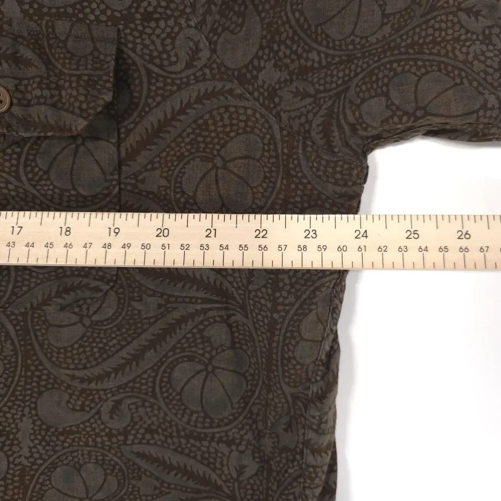 POLO RALPH‎ LAUREN Mens Paisley Camp Shirt LARGE Brown Button 100% Cotton
